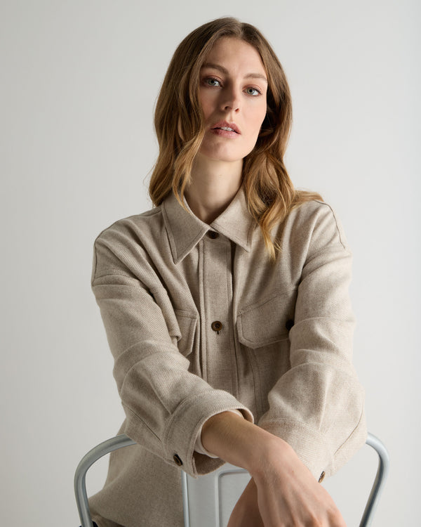 N.Peal Women's Woven Cashmere Overshirt Beige Brown