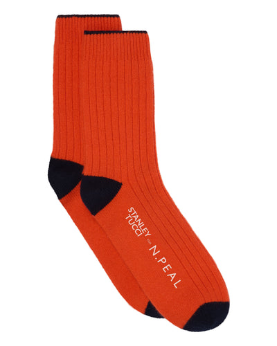 N.PEAL x TUCCI TRAVEL SOCK Tucci Orange + Navy Blue