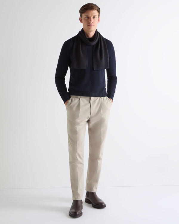 N.PEAL x TUCCI SUPERFINE HERRINGBONE SCARF Navy Blue