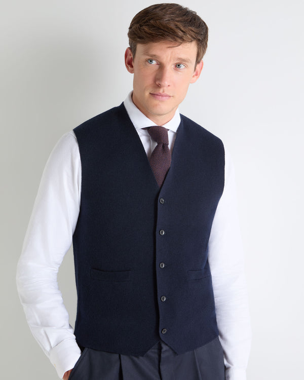 N.PEAL x TUCCI KNITTED TIE Navy Blue + Brown