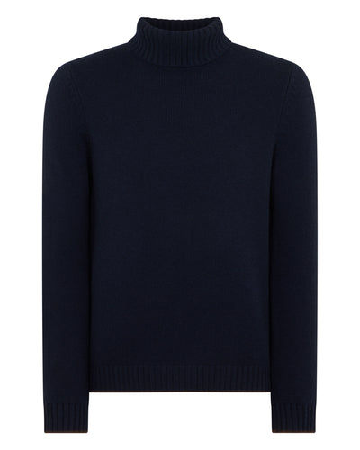N.PEAL x TUCCI CHUNKY ROLL NECK Navy Blue