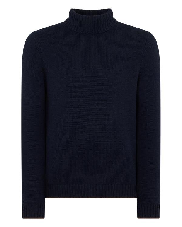 N.PEAL x TUCCI CHUNKY ROLL NECK Navy Blue