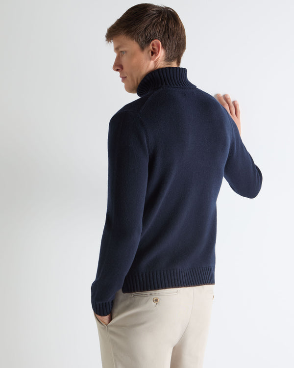 N.PEAL x TUCCI CHUNKY ROLL NECK Navy Blue