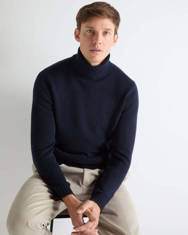 N.PEAL x TUCCI CHUNKY ROLL NECK Navy Blue
