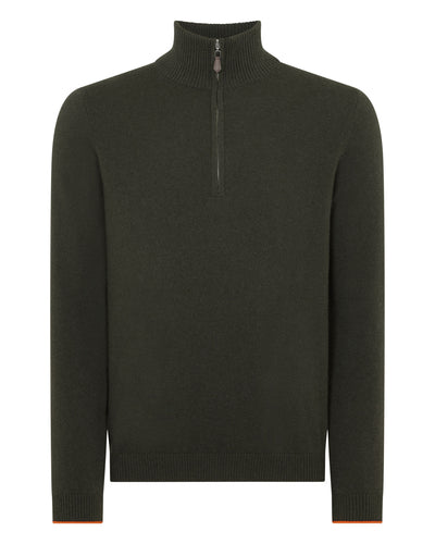 N.PEAL x TUCCI HALF ZIP Arabica Khaki Green