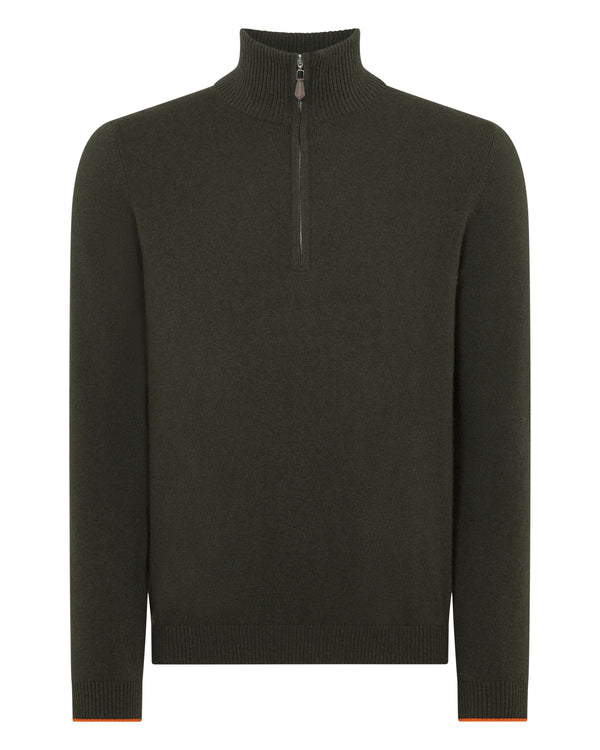 N.PEAL x TUCCI HALF ZIP Arabica Khaki Green