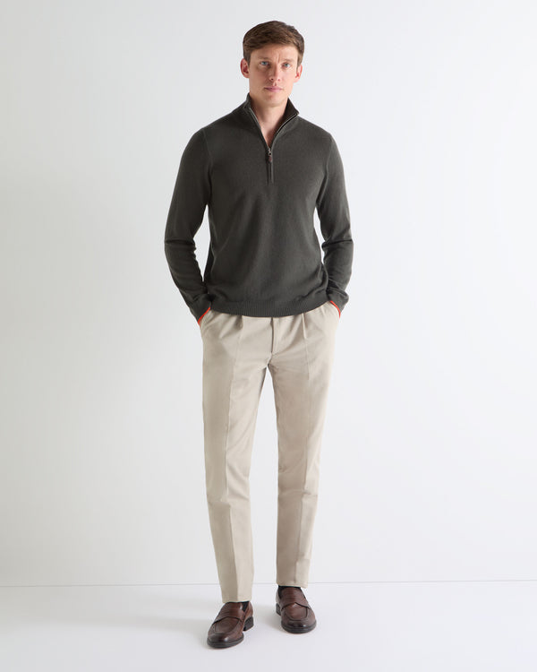 N.PEAL x TUCCI HALF ZIP Arabica Khaki Green