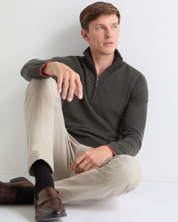 N.PEAL x TUCCI HALF ZIP Arabica Khaki Green