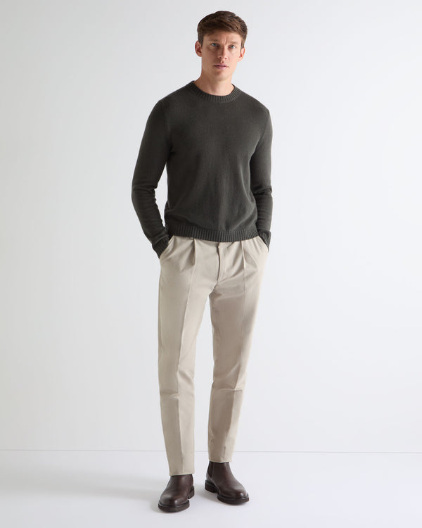 N.PEAL x TUCCI ROUND NECK SWEATER Arabica Khaki Green