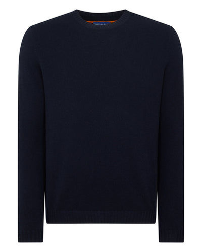 N.PEAL x TUCCI ROUND NECK SWEATER Navy Blue
