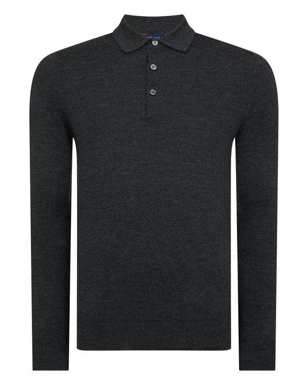 N.PEAL x TUCCI SUPERFINE POLO SHIRT Dark Charcoal Grey