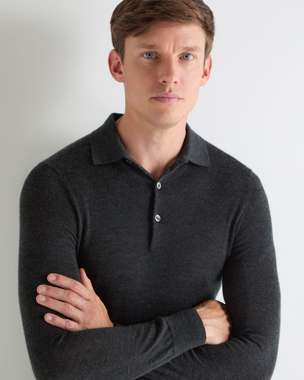N.PEAL x TUCCI SUPERFINE POLO SHIRT Dark Charcoal Grey