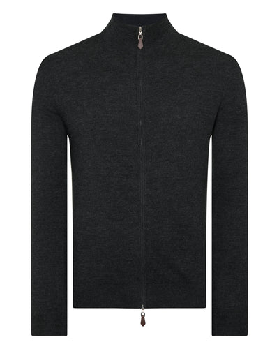 N.PEAL x TUCCI SUPERFINE FULL ZIP Dark Charcoal Grey