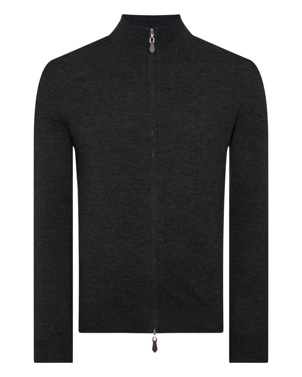 N.PEAL x TUCCI SUPERFINE FULL ZIP Dark Charcoal Grey