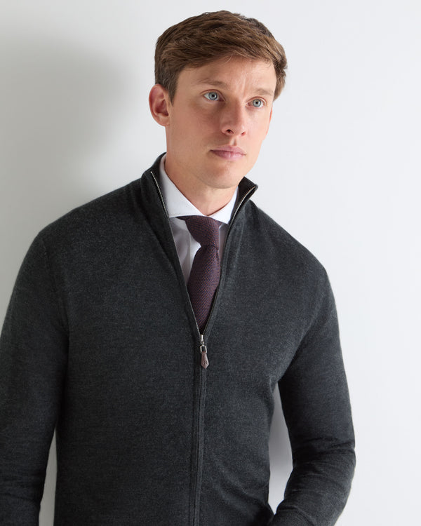 N.PEAL x TUCCI SUPERFINE FULL ZIP Dark Charcoal Grey