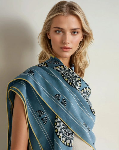N.Peal Women's Printed Foulard Blue