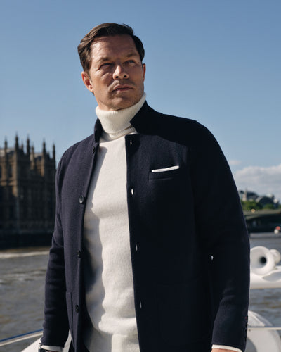 N.Peal 007 Milano Knitted Cashmere Jacket Navy Blue