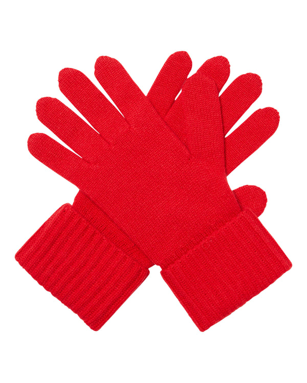 N.Peal Women's Ribbed Cashmere Gloves Red