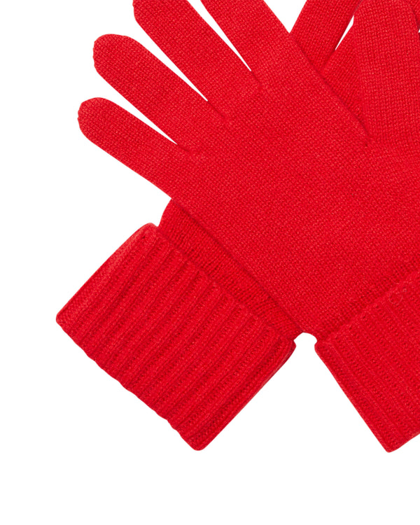 N.Peal Women's Ribbed Cashmere Gloves Red