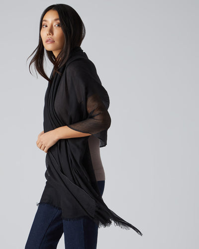 N.Peal Women's Ultrafine Pashmina Cashmere Shawl Black