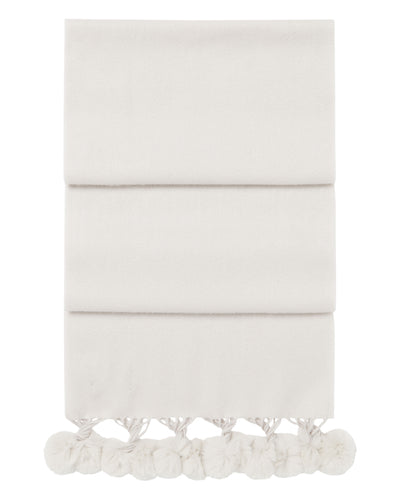 N.Peal Women's Fur Bobble Woven Cashmere Scarf Snow Grey
