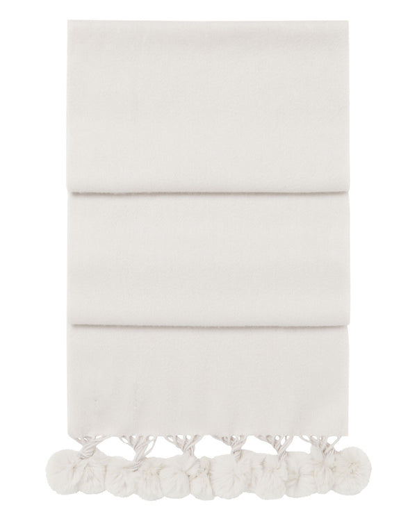 N.Peal Women's Fur Bobble Woven Cashmere Scarf Snow Grey