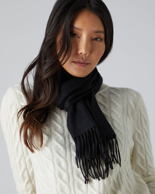 N.Peal Unisex Woven Cashmere Scarf Black