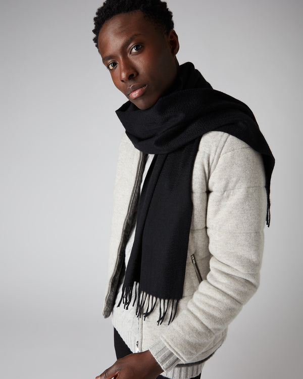 N.Peal Unisex Woven Cashmere Scarf Black