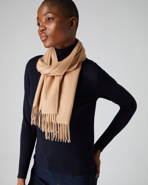 Unisex Woven Cashmere Scarf Camel Brown