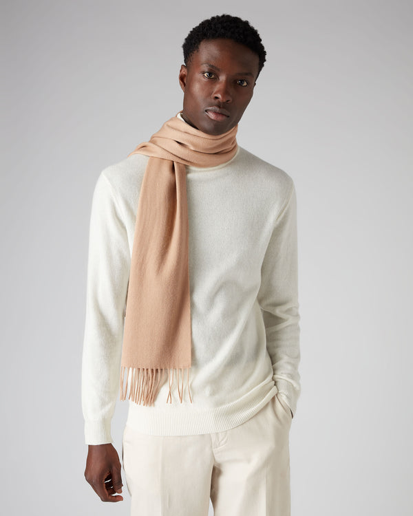 N.Peal Unisex Woven Cashmere Scarf Camel Brown