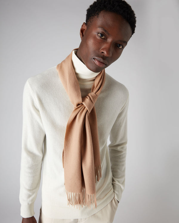 N.Peal Unisex Woven Cashmere Scarf Camel Brown