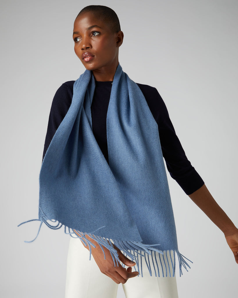 Unisex Woven Cashmere Scarf Ocean Blue | N.Peal