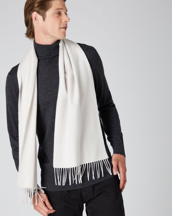 N.Peal Unisex Woven Cashmere Scarf Snow Grey