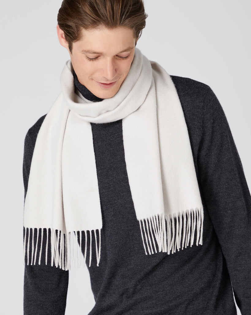 Unisex Woven Cashmere Scarf Snow Grey | N.Peal