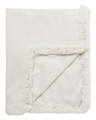 N.Peal Women's Fur Trim Woven Cashmere Shawl Snow Grey