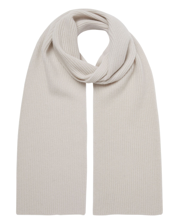 N.Peal Unisex Ribbed Cashmere Scarf Snow Grey