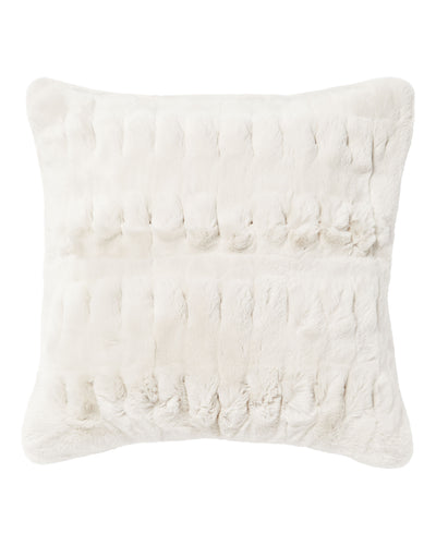 N.Peal Chunky Ribbed Cushion With Fur Snow Grey