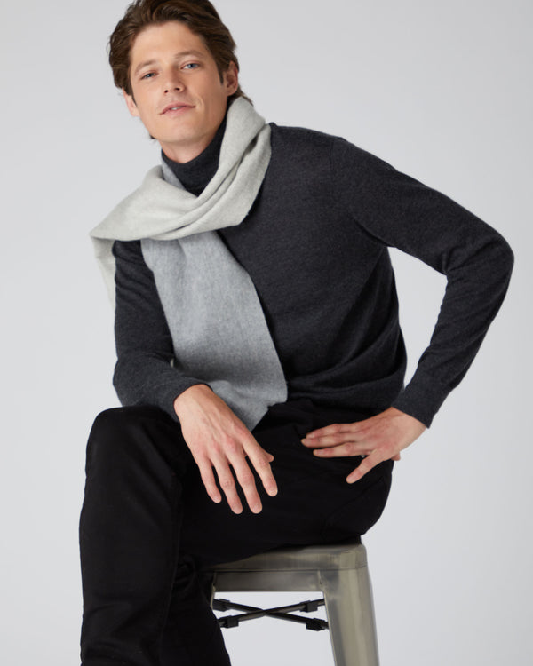 N.Peal Unisex Doubleface Woven Cashmere Scarf Fumo Grey