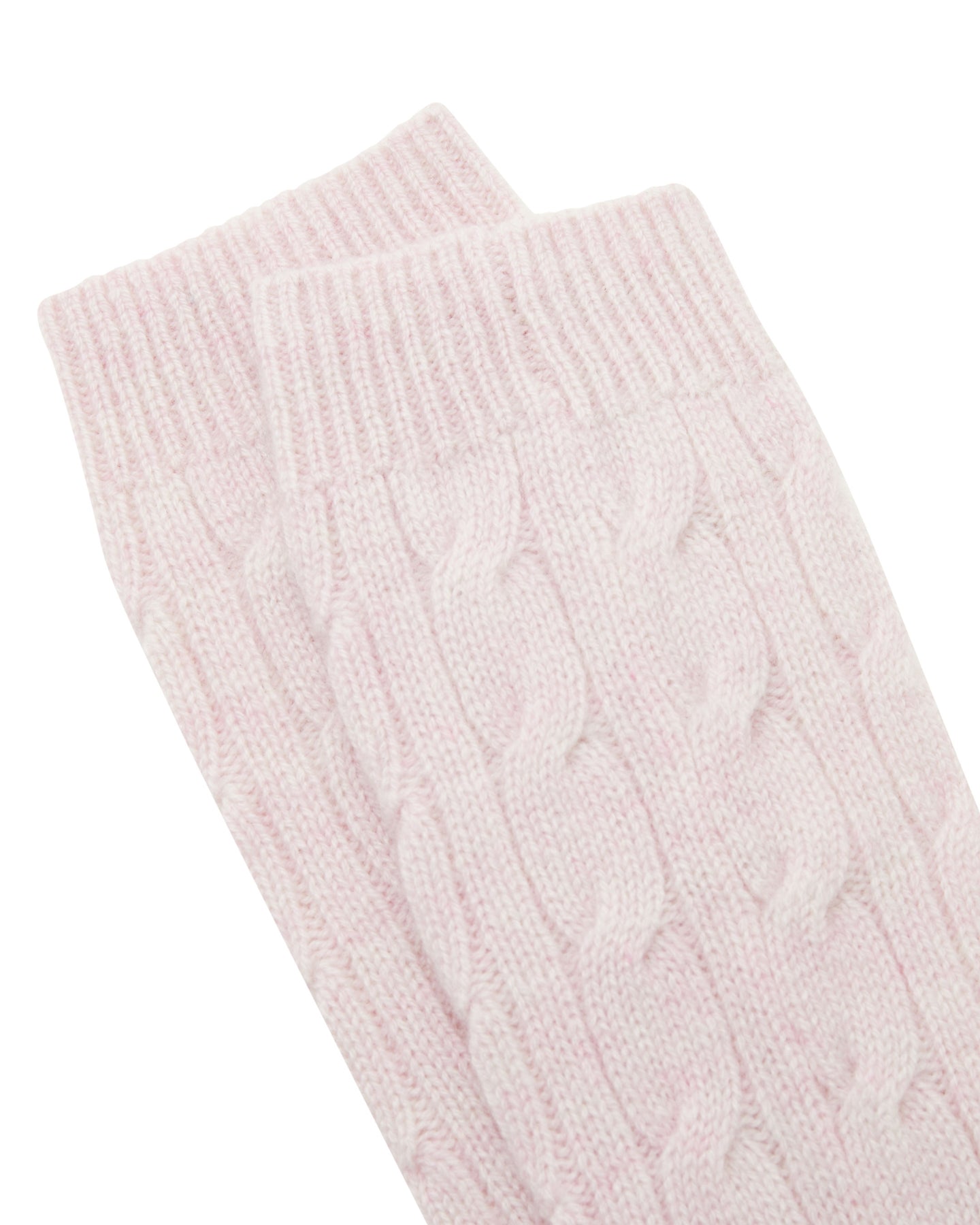 N.Peal Women's Cable Cashmere House Sock Pale Pink