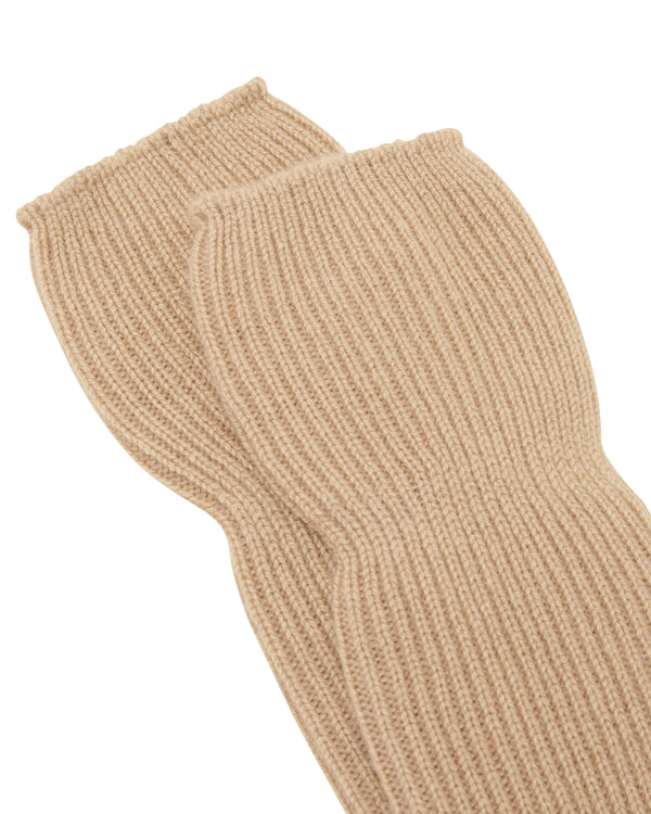 N.Peal Unisex Cashmere Rib Bed Sock Camel Brown