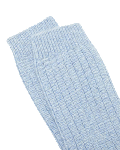 N.Peal Women's Rib Cashmere House Socks Cornflower Blue