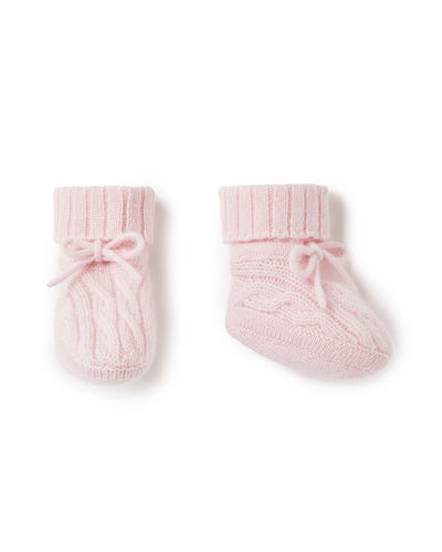 N.Peal Cable Cashmere Booties Pale Pink