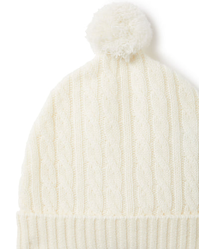 N.Peal Cashmere Cable Hat New Ivory White