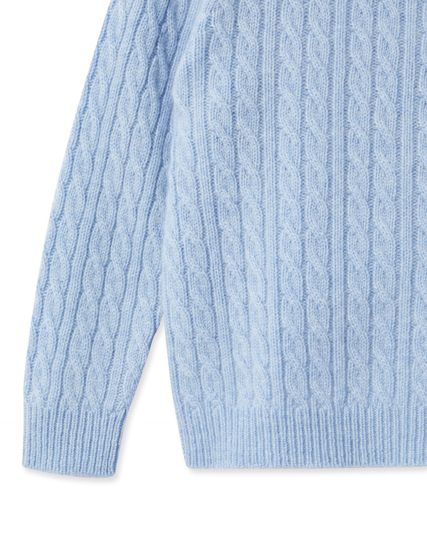 N.Peal Cable Cashmere Jumper Cornflower Blue