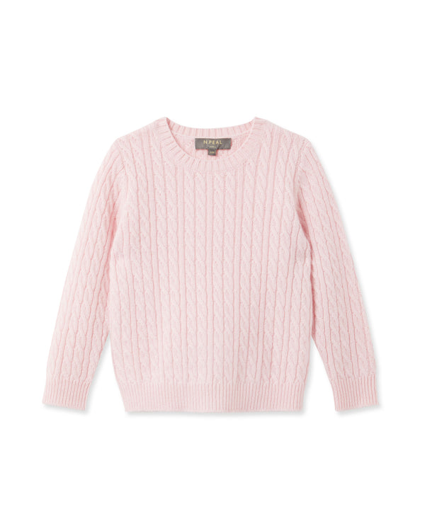 N.Peal Cable Cashmere Jumper Pale Pink