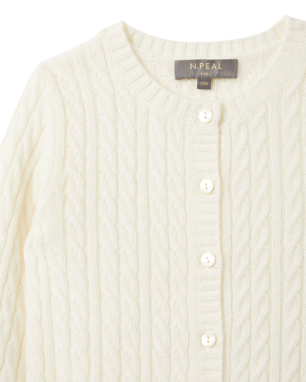 N.Peal Cashmere Cable Cardigan New Ivory White