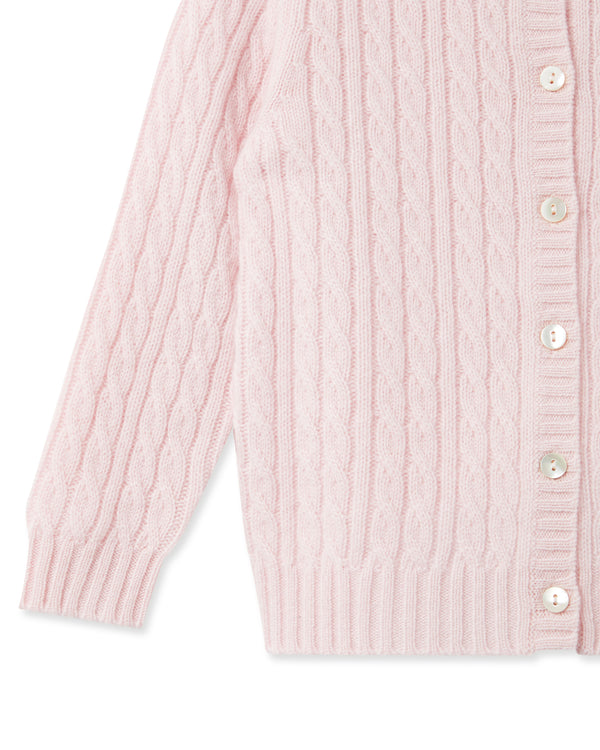 N.Peal Cashmere Cable Cardigan Pale Pink