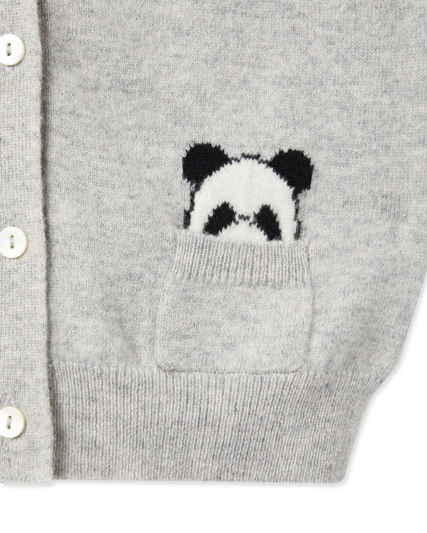 N.Peal Panda Pocket Cashmere Cardigan Fumo Grey