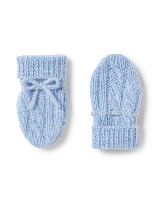 N.Peal Cable Cashmere Mittens Cornflower Blue