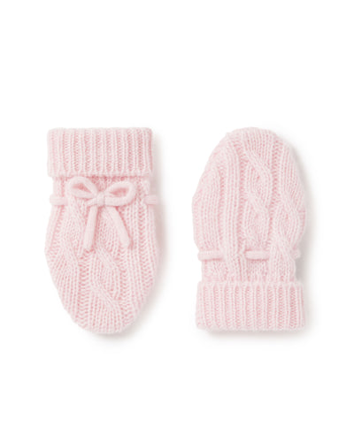 N.Peal Cable Cashmere Mittens Pale Pink